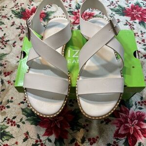 Arizona Jean Company White Sandals with Gold Trim